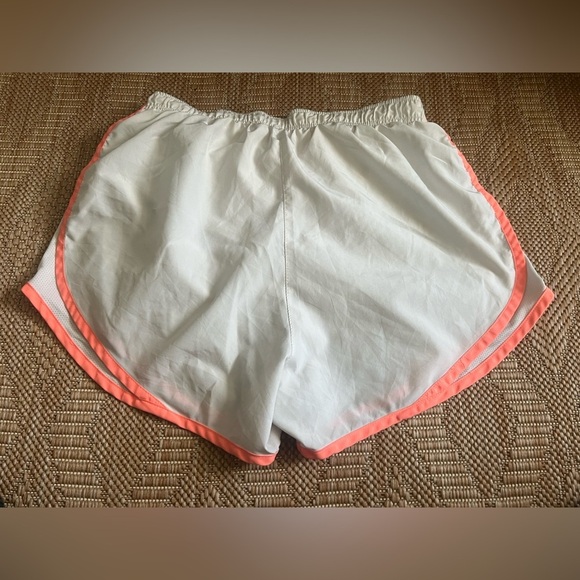 Nike Women's White/Orange Dri-Fit Running Athletic Shorts,Size M,Metallic Logo - Picture 8 of 9